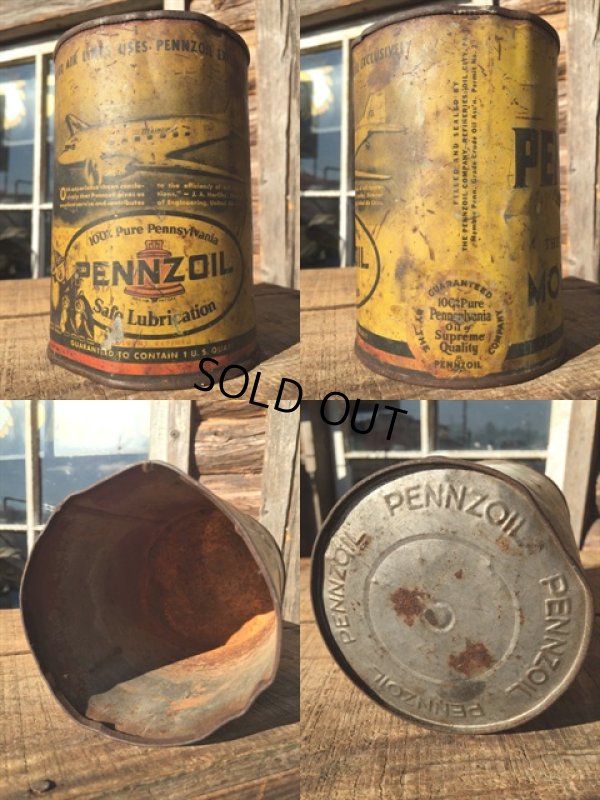 画像2: Vintage PENNZOIL 1 Quart Motor Oil Can (MA289) 