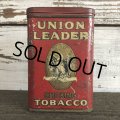 Vintage UNION LEADER Tabacco Pocket Tin Can (J340)    