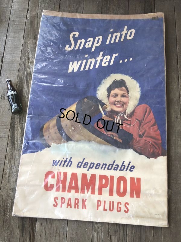 画像2: 40s Vintage Champion Spark Plugs Advertising Poster Sign (B025)