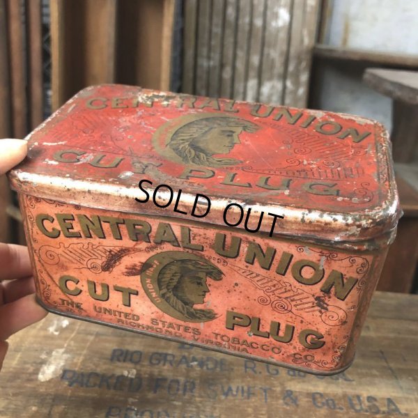 画像1: Vintage Advertising Tin Can CENTRAL UNION Cut Plug (B764)