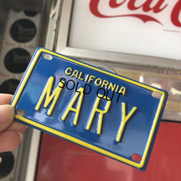 画像1: Vintage California Mini Bike Vanity Metal License Plate / MARY (B806) 