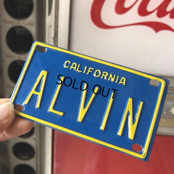 画像1: Vintage California Mini Bike Vanity Metal License Plate / ALVIN (B785) 