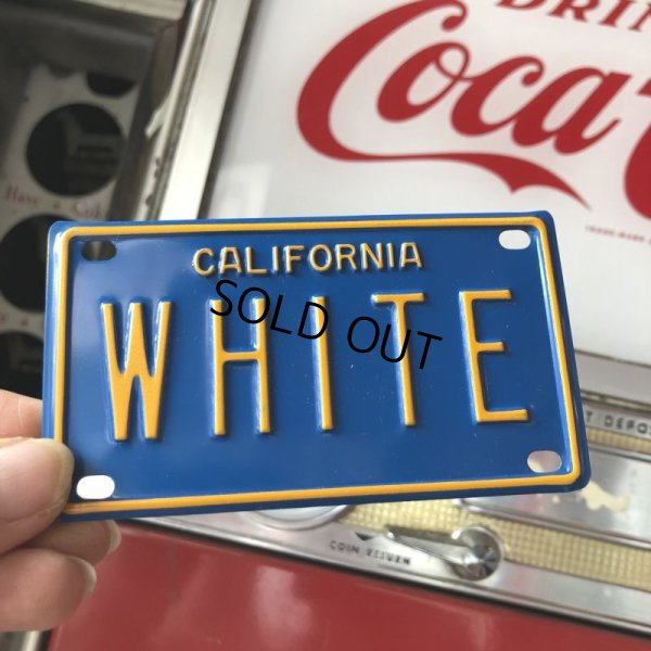 画像1: Vintage California Mini Bike Vanity Metal License Plate / WHITE (B808) 