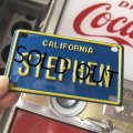 Vintage California Mini Bike Vanity Metal License Plate STEPHEN (B775) 