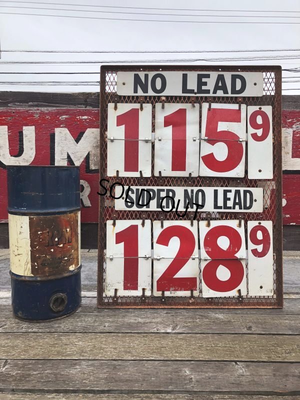 画像1: 【店舗引き取り限定】 Vintage Large Gas Station Metal Gas Prices Sign (B650)