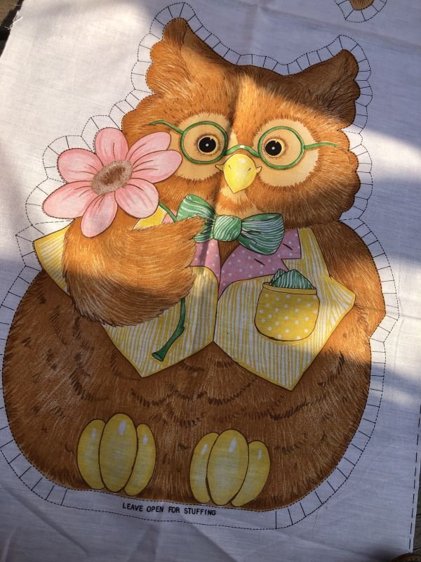 画像3: 70s Vintage N.O.S Cut N Sew Cloth Fabric Panel Pillow Doll  OWL (M292) 