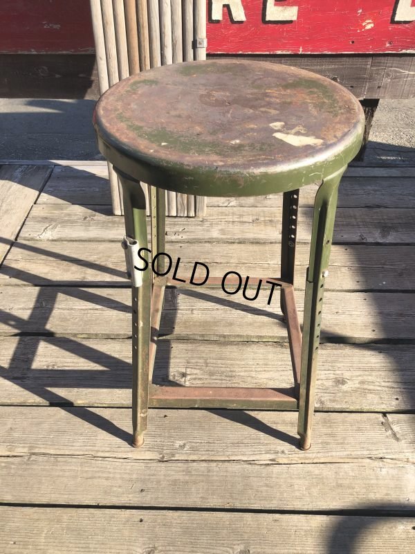 画像1: Vintage Industrial Iron Stool (M457)