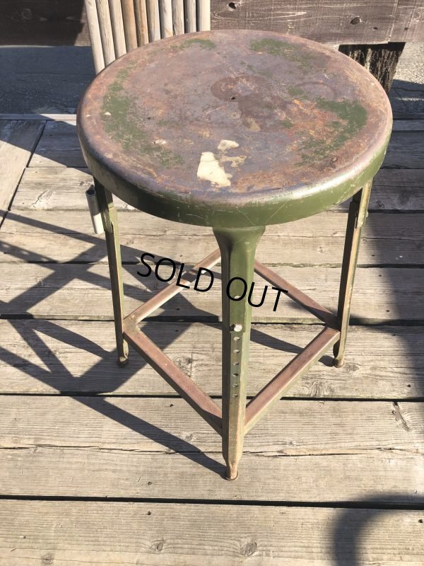 画像2: Vintage Industrial Iron Stool (M457)