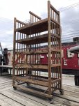 画像1: Antique Wooden Rolling Bakers Rack (M688) (1)