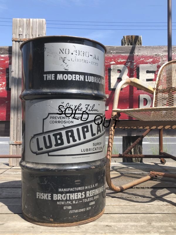 画像1: Vintage Fiske Brothers Refining Co. LUBRIPLATE 16 Gal Drum Barrel Oil Can B (M699)