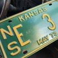 画像2: 70s Vintage American License Number Plate / KANSAS 3 (M724) (2)