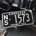 60s Vintage American License Number Plate / KANSAS 1573 (M738)