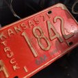 画像2: 70s Vintage American License Number Plate / KANSAS 1842 (M734) (2)