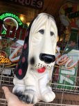 画像1: 70s Vintage NY Vinyl Plastic Sad Eye Dog Bank Basset hound White x Dot (M843) (1)