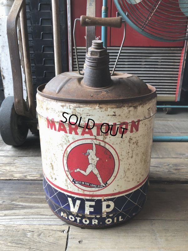 画像1: Vintage Motor Gas Oil 5 Gallon Can MARATHON (M849) 