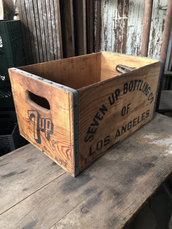 画像1: 70s Vintage Advertising 7up Wooden Crate Wood Box (M810)