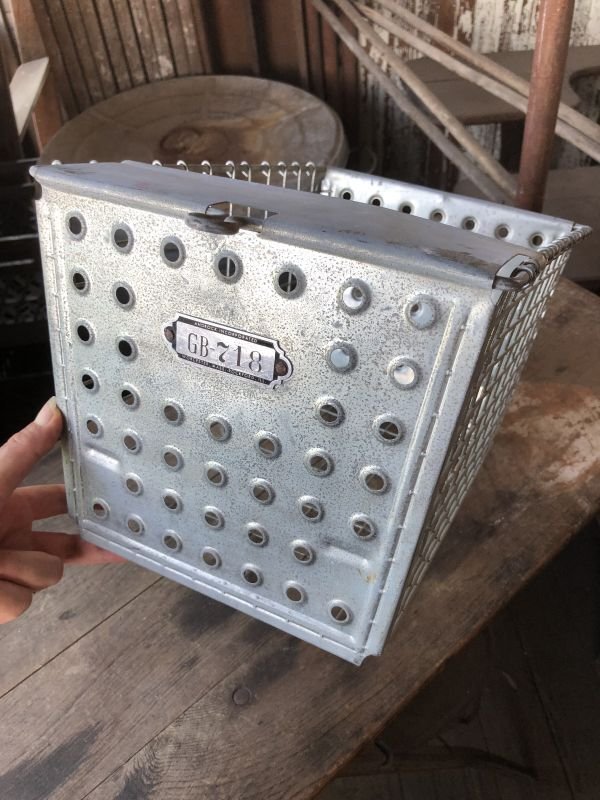 画像1: Vintage Metal Wire Locker Basket w/ Number Plate GB-718 (M852)