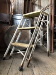 画像9: Vintage Industrial Metal Folding Ladder Step Stool (M861)