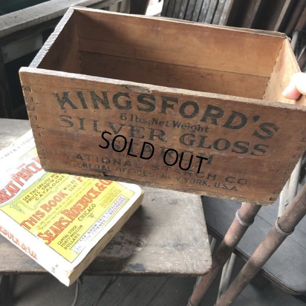 画像1: Vintage Wood Box KINGSFORD'S 6 lbs Silver Gloss Starch (M875)