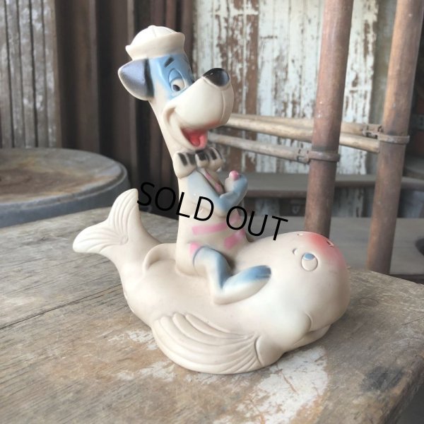 画像1: 60s DELL HANNA- BARBERA Huckleberry Hound on Whale Rubber Squeaky Toy (M895)