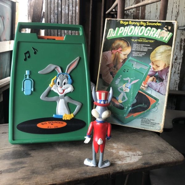 画像1: 70s Vintage Looney Tunes Bugs Bunny Janex D.J. Phonograph JUNK (M896)