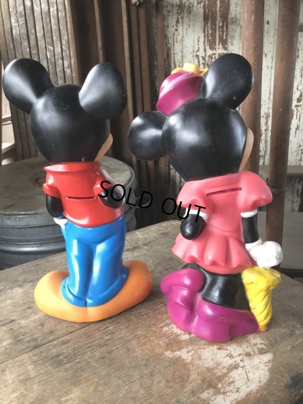 画像3: 90s Vintage Disney Mickey & Minnie Bank Doll Set (M935)