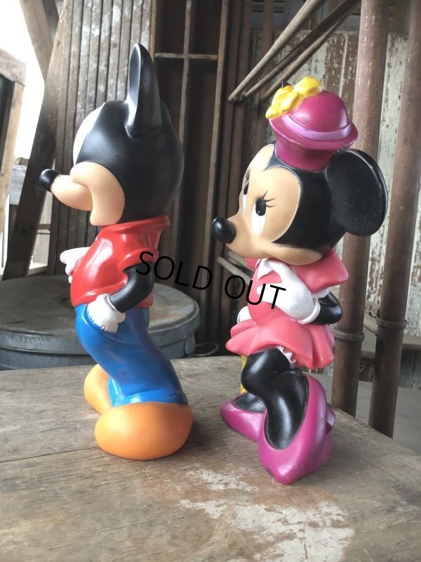 画像2: 90s Vintage Disney Mickey & Minnie Bank Doll Set (M935)