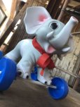 画像10: 60s Vintage LEDRA Rubber Squeaker Pull Toy Elephant on Wheels (M695)