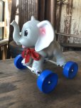 画像6: 60s Vintage LEDRA Rubber Squeaker Pull Toy Elephant on Wheels (M695)