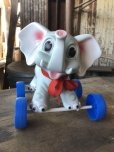 画像5: 60s Vintage LEDRA Rubber Squeaker Pull Toy Elephant on Wheels (M695)