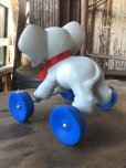 画像7: 60s Vintage LEDRA Rubber Squeaker Pull Toy Elephant on Wheels (M695)