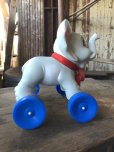 画像9: 60s Vintage LEDRA Rubber Squeaker Pull Toy Elephant on Wheels (M695)