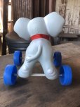 画像8: 60s Vintage LEDRA Rubber Squeaker Pull Toy Elephant on Wheels (M695)