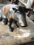 画像17: 40s Vintage Chicago Stockyard Souvenir Cast Iron Copper Wash Piggy Bank (M951) 