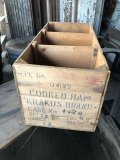 Vintage Advertising Wooden Crate Wood Box Cooked Ham Krakus Brand (M960)