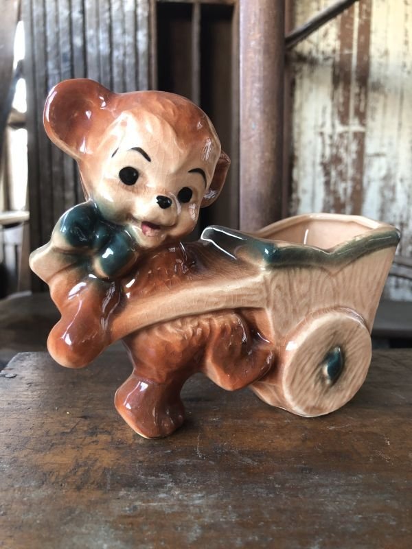 画像1: Vintage Ceramic Baby Planter Brown Bear (M962) 