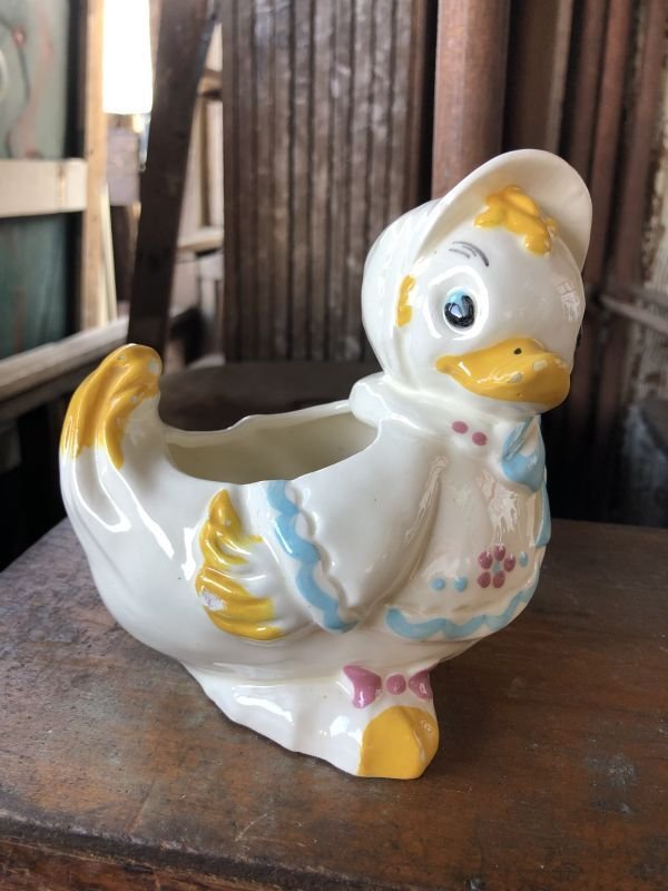 画像1: Vintage Ceramic Baby Planter Mother Goose Duck (M966) 