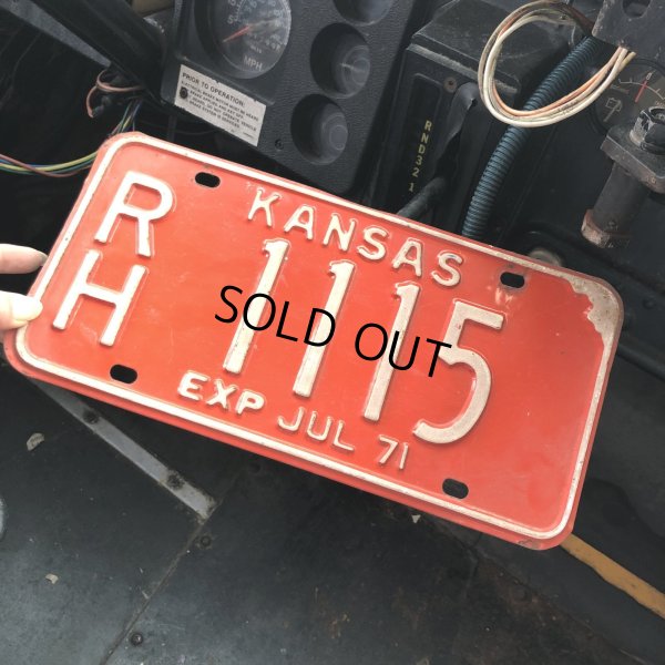 画像1: 70s Vintage American License Number Plate / KANSAS RH 1115 (M858)