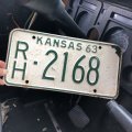 60s Vintage American License Number Plate / KANSAS RH-2168 (M867)