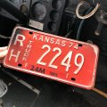 70s Vintage American License Number Plate / KANSAS RH 2249 (M871)