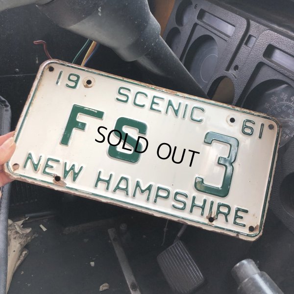 画像1: 60s Vintage American License Number Plate / NEW HAMPSHIRE FS 3 (M865)