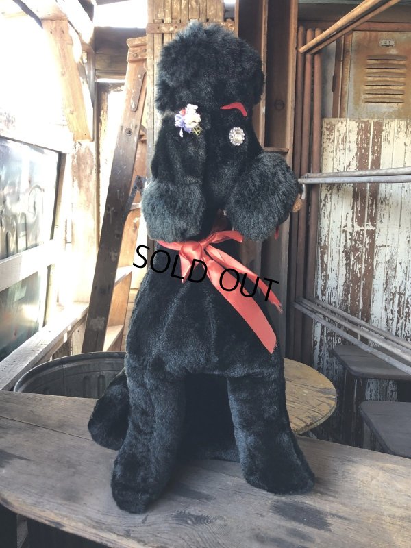 画像1: Vintage Giant Black Standing Poodle Plush Stuffed Toy Doll (R017) 