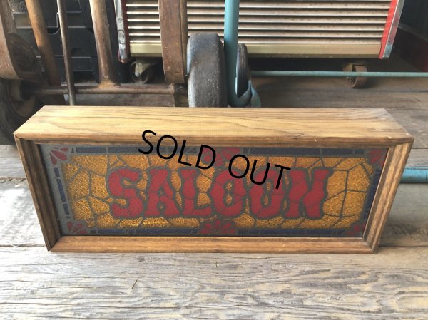 画像1: 70s Vintage Light Up SALOON Stain Glass style BAR Sign (R062) 