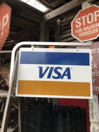 Vintage VISA Credit Card Store Display Hanging Sign w/Wall Bracket  (R079)