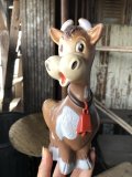 70s Vintage Kiddie Products The First Years Red Bell Cow Rubber Squeak Doll (R125) 