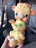 60s Vintage Ledraplastic Cow Rubber Squeaky Doll (R126) 