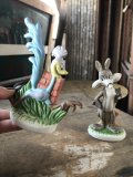 70s Vintage Ceramic Figurine Road Runner & Wile E. Coyote SET (R195) 