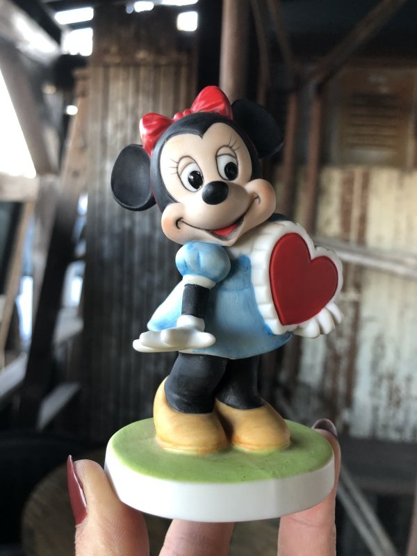 画像1: 70s Vintage Ceramic Figurine Minnie Mouse Heart (R197) 