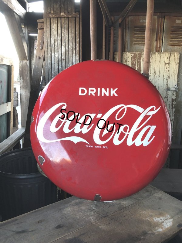 画像2: 50s Original DRINK Coca-Cola Porcelain Enamel Button Sign (R201) 