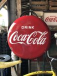 画像1: 50s Original DRINK Coca-Cola Porcelain Enamel Button Sign (R201)  (1)